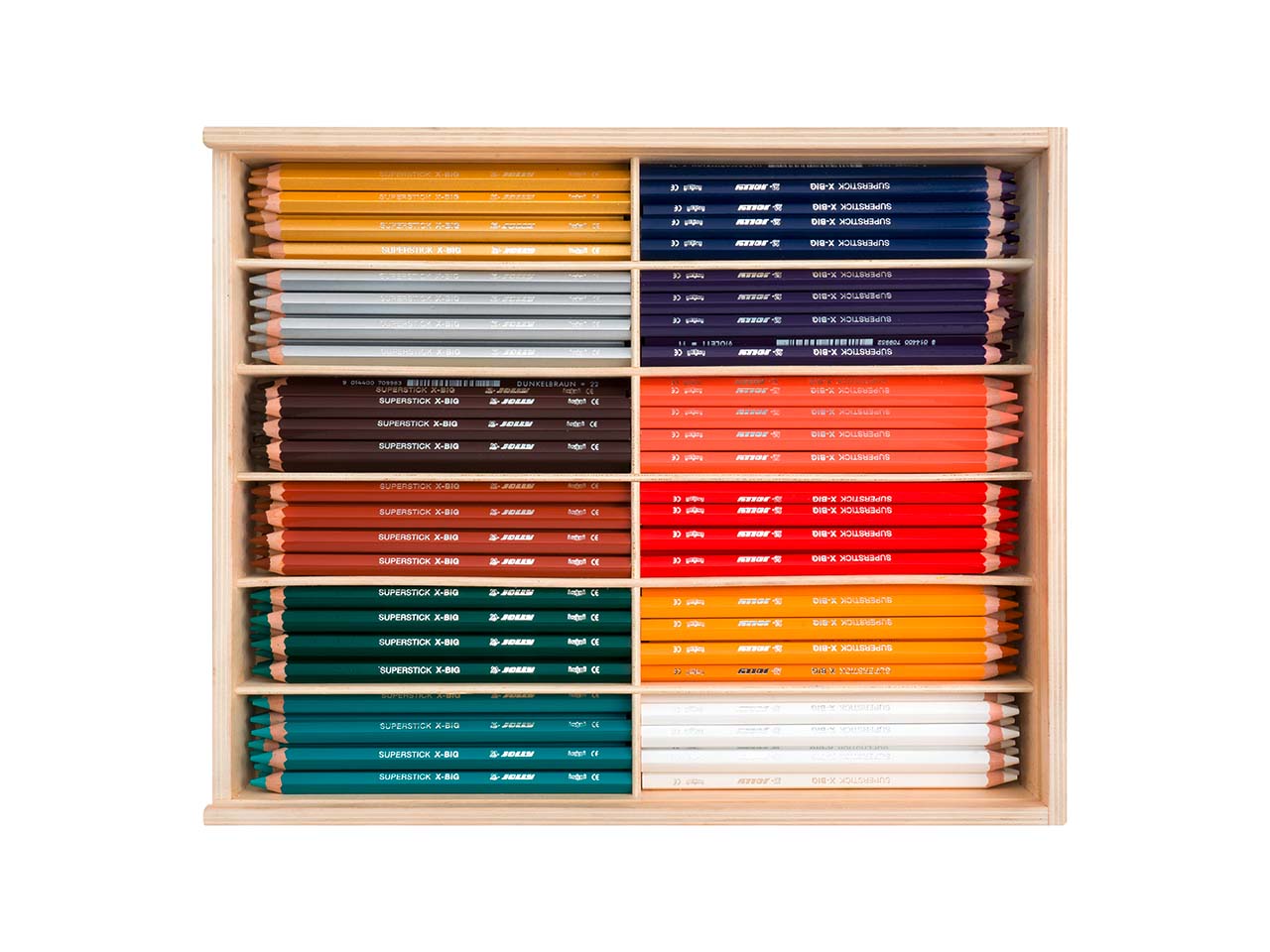 JOLLY Buntstifte "X-BIG" Holzbox mit Ergänzungsfarben, 180 Stk.