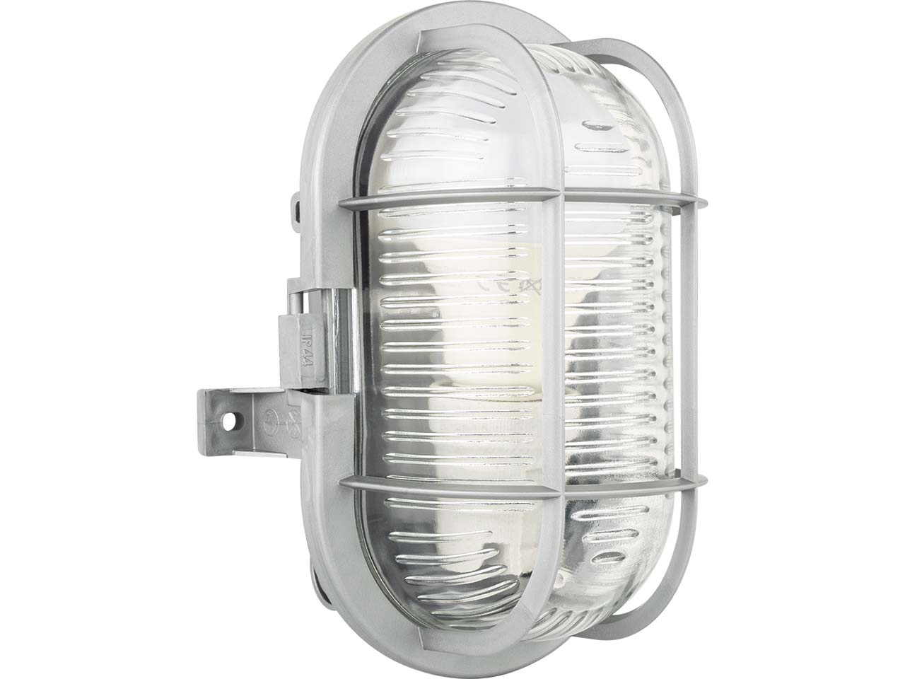 REV LED-Oval-Feuchtraumleuchte mit Metallschutzkorb, 5 W, grau