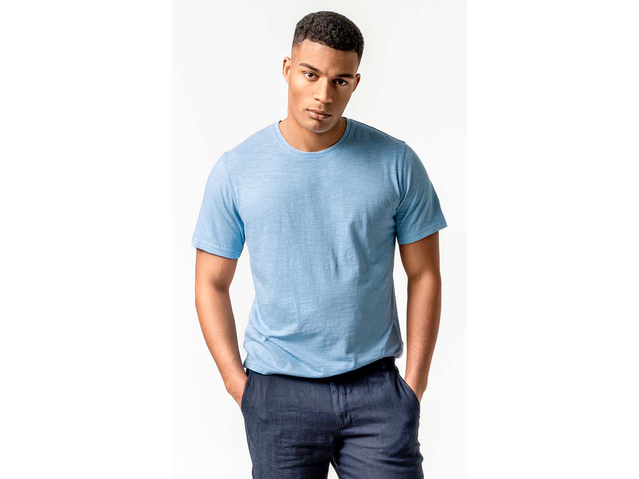 Living Crafts Herren-T-Shirt "AARLO" aus Baumwoll-Leinen-Mix, wave, Gr. XL