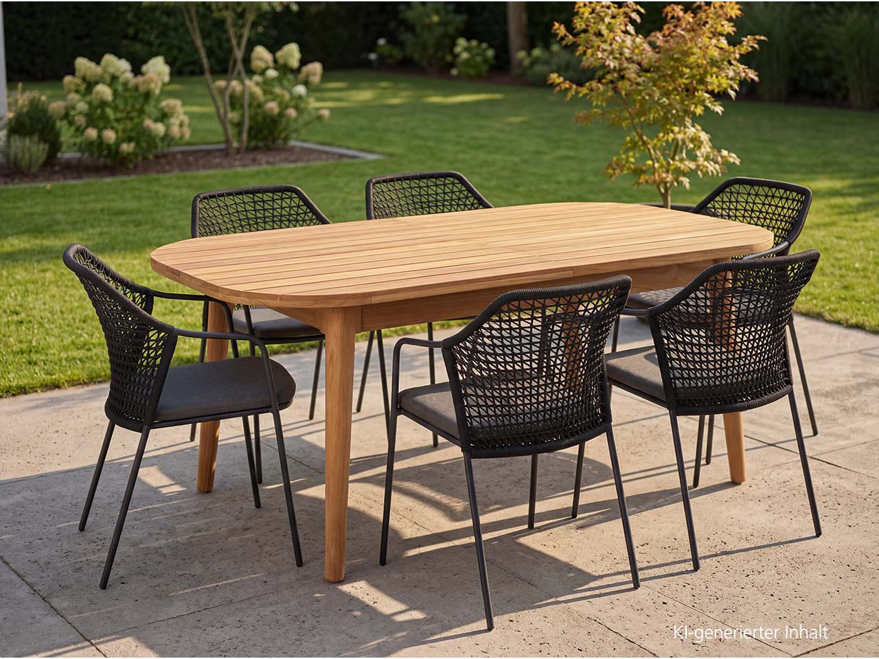 Gartenmöbel-Set "Madera & Burano" 7-tlg. 1 Tisch 180/240 x 100 cm, 6 Sessel, teak/anthrazi