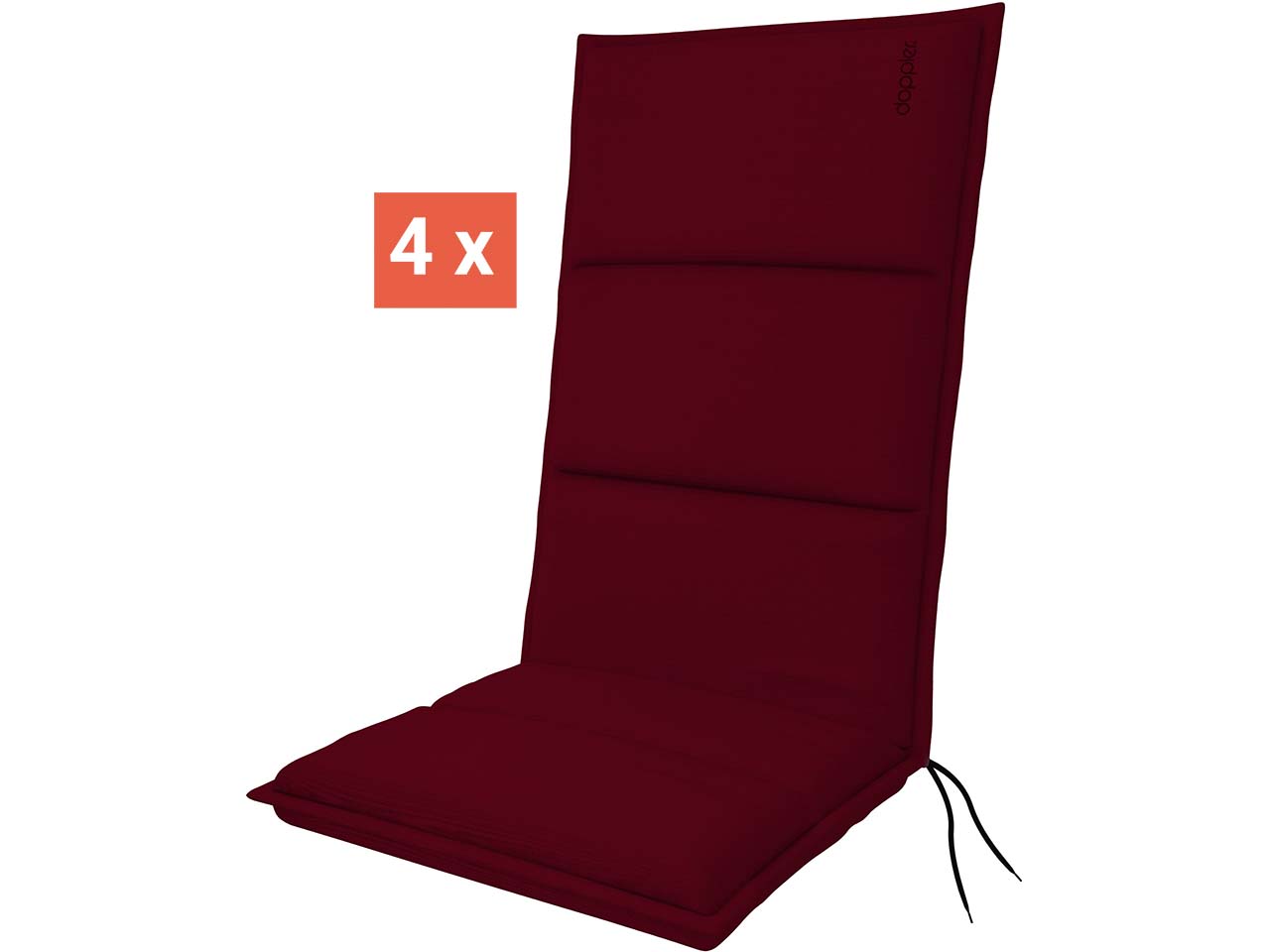 doppler Auflage "CITY" für Hochlehner, 4er-Pack, 119x48x6 cm, Polyester, bordeaux