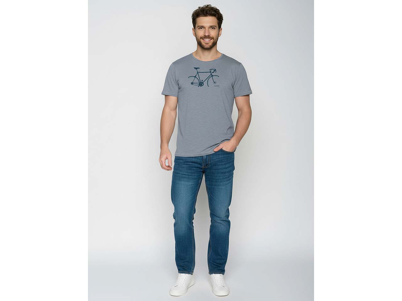 GREENBOMB Bio-Herren-T-Shirt 'Bike Crop' mit Rundhalsausschnitt, sea smoke, Gr. M