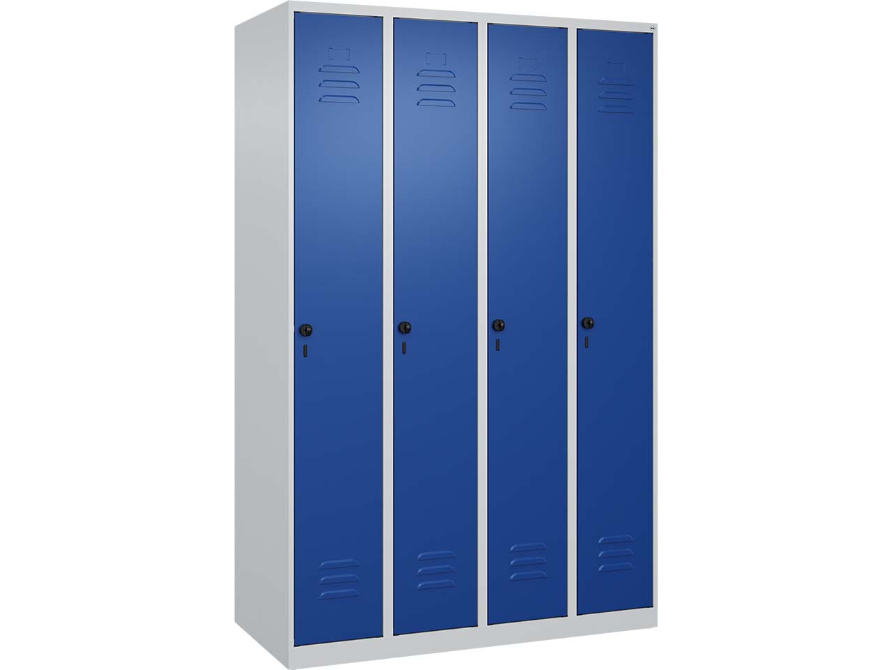 C+P Spind Classic PLUS, 4 Abteile, 1850x1200x500mm, Lichtgrau/Enzianblau