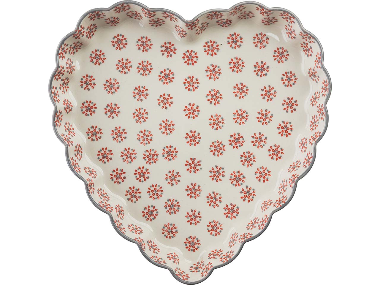 tranquillo Quicheform "REETRO" in Herzform aus Steinzeug, 26 x 26 x 4 cm, rot/creme