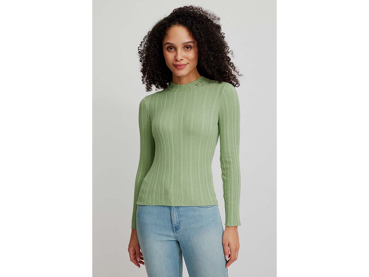 tranquillo Damen-Langarmshirt mit Struktur, jade, Gr. M