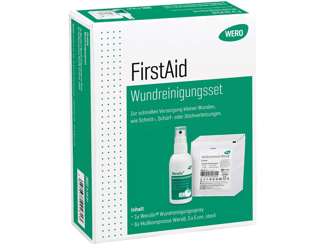 WERO Wundreinigungsset "First Aid" mit Werolin und Mullkompressen