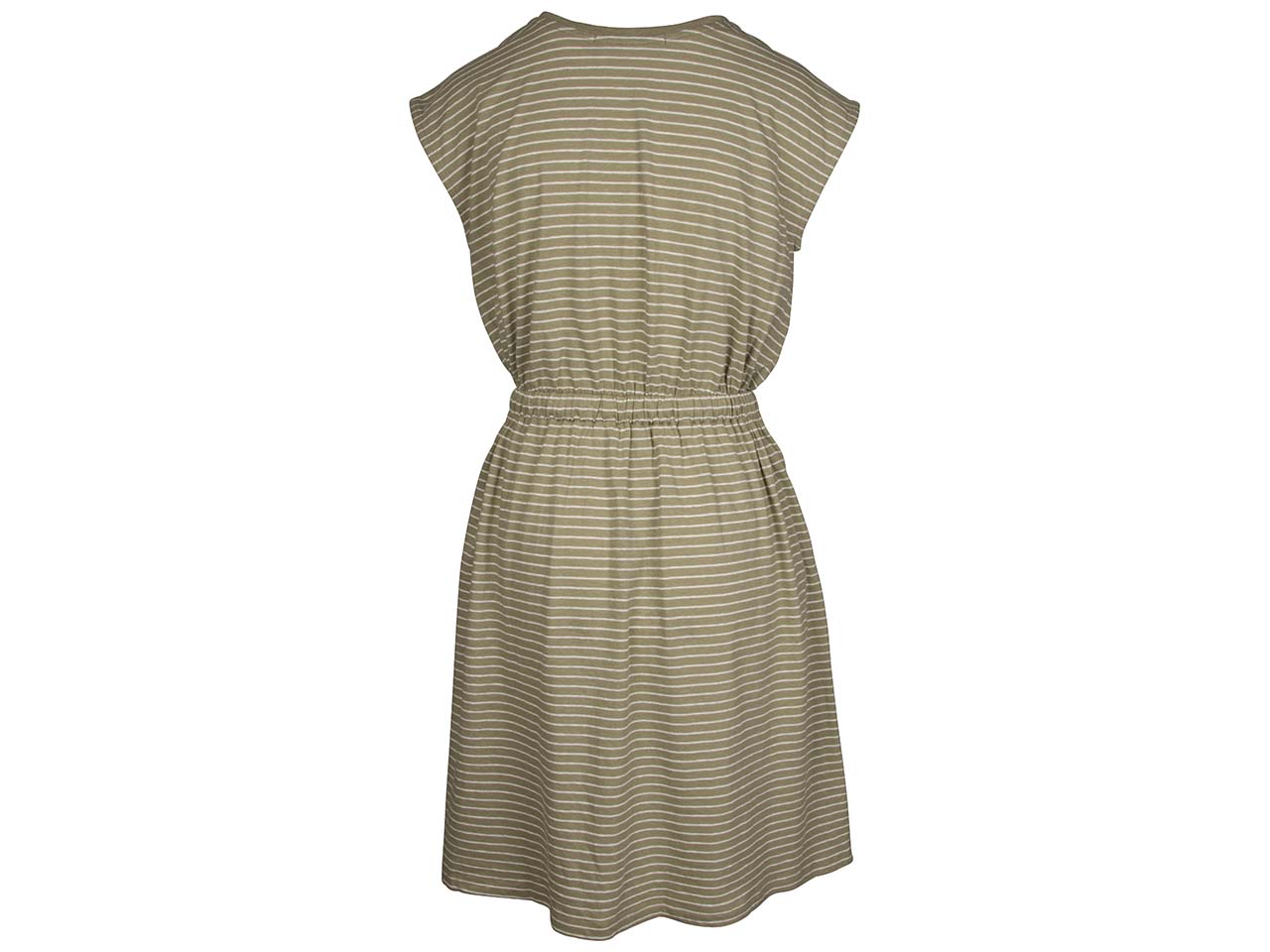 ORGANICATION Bio-Damen Kleid, ärmellos, gestreift, off white/olive, Gr. L