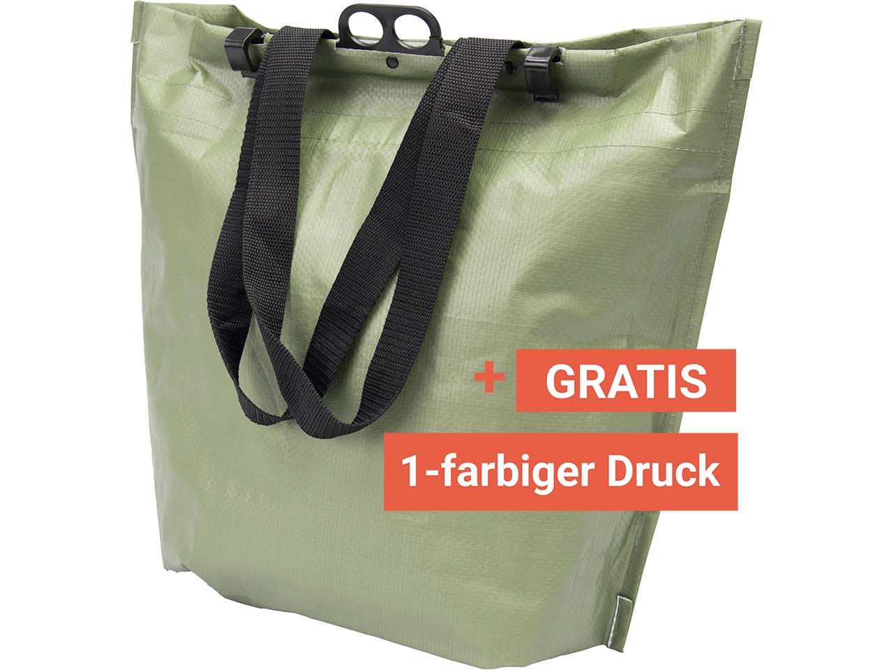 Fahrradtasche "Re-Cycelt Shopper" aus recy. PET-Flaschen, inkl. 1c-Gratisdruck, olivgrün