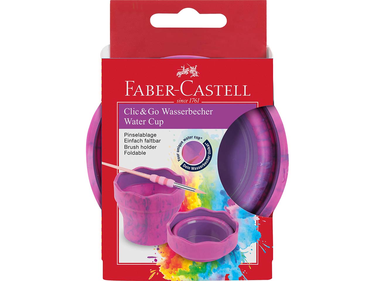 Faber-Castell Wasserbecher "Clic&Go" Art & Graphic, pink marble