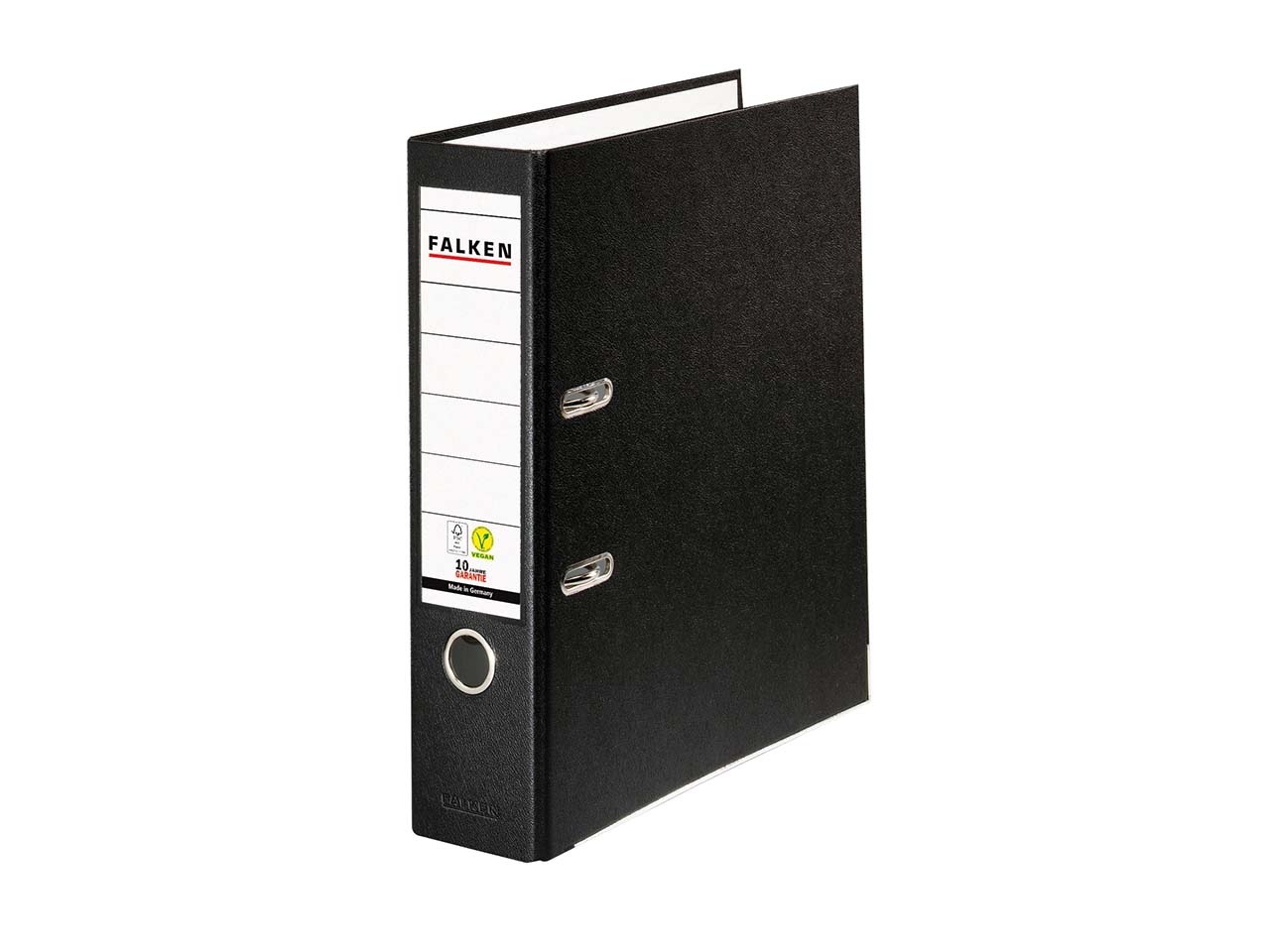 20 Falken Ordner "Vegan", mit Einsteckschild, 180 g/m², DIN A4, RB 80 mm, schwarz