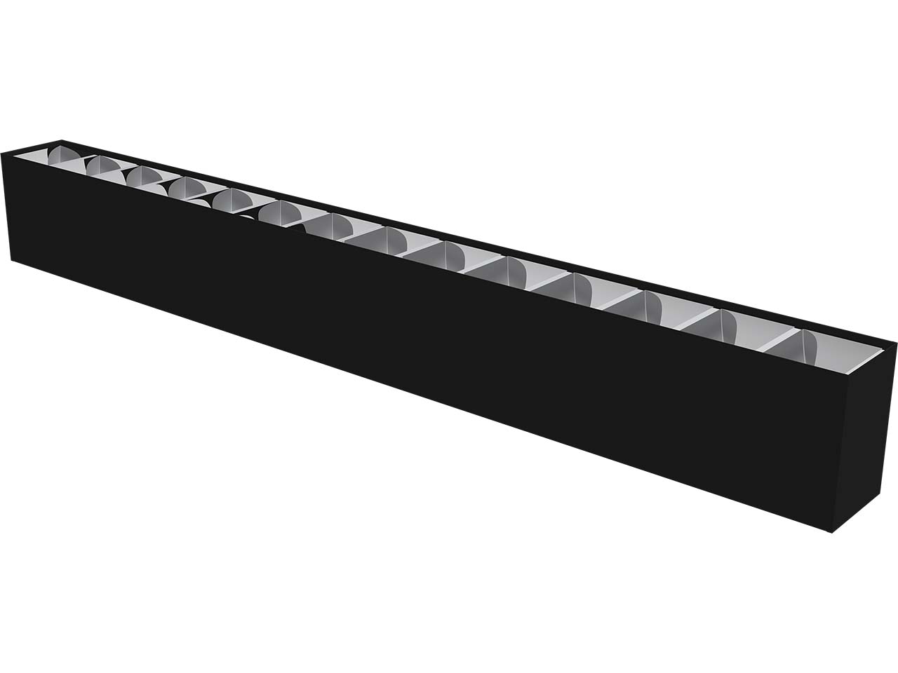 REV LED-Aufbauleuchte mit Raster, 60 cm, 2.280 lm, Aluminium, schwarz