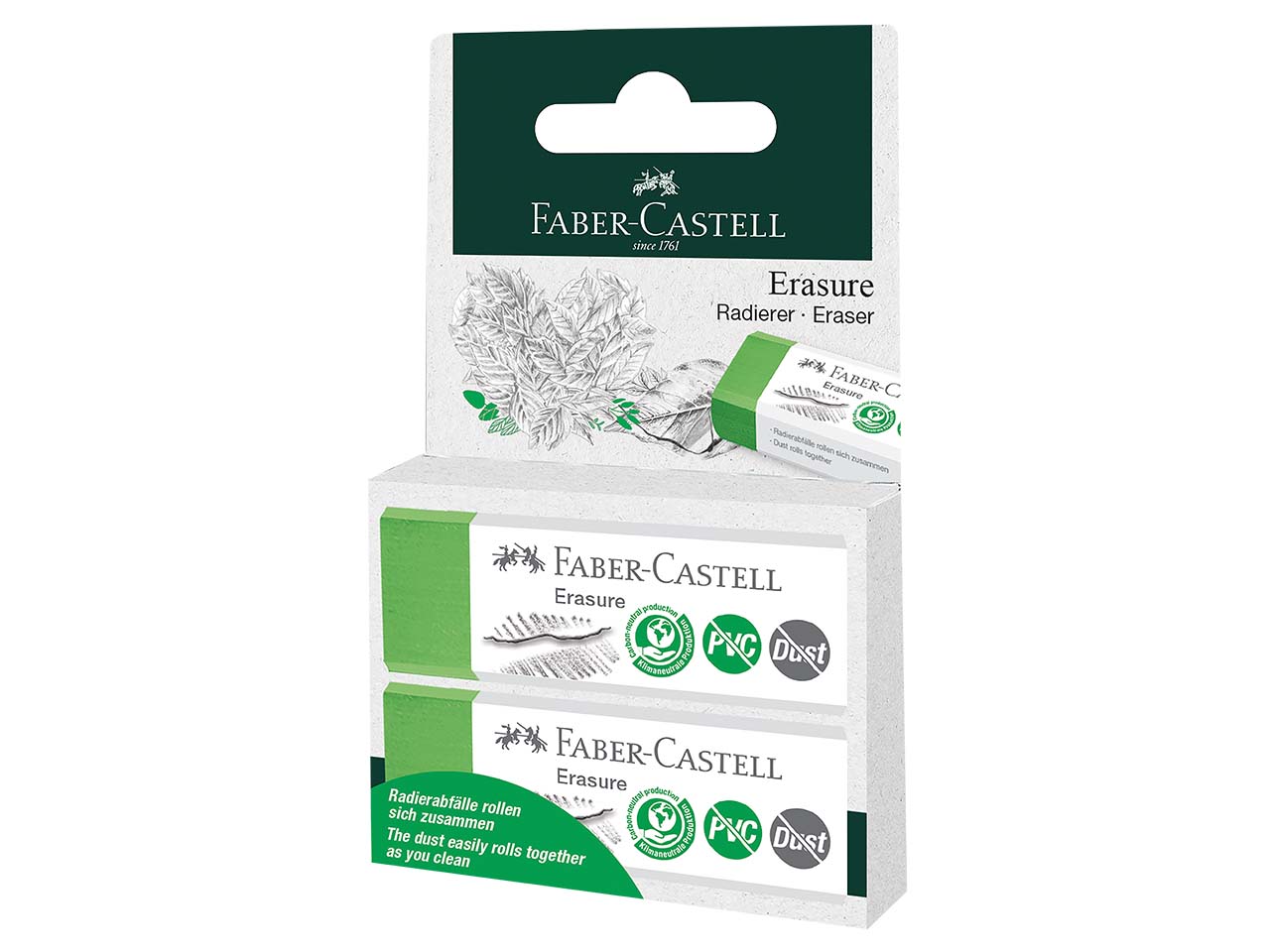 Faber-Castell Radierer "Erasure" PVC-frei & Dust-free 10, 2 Stk.