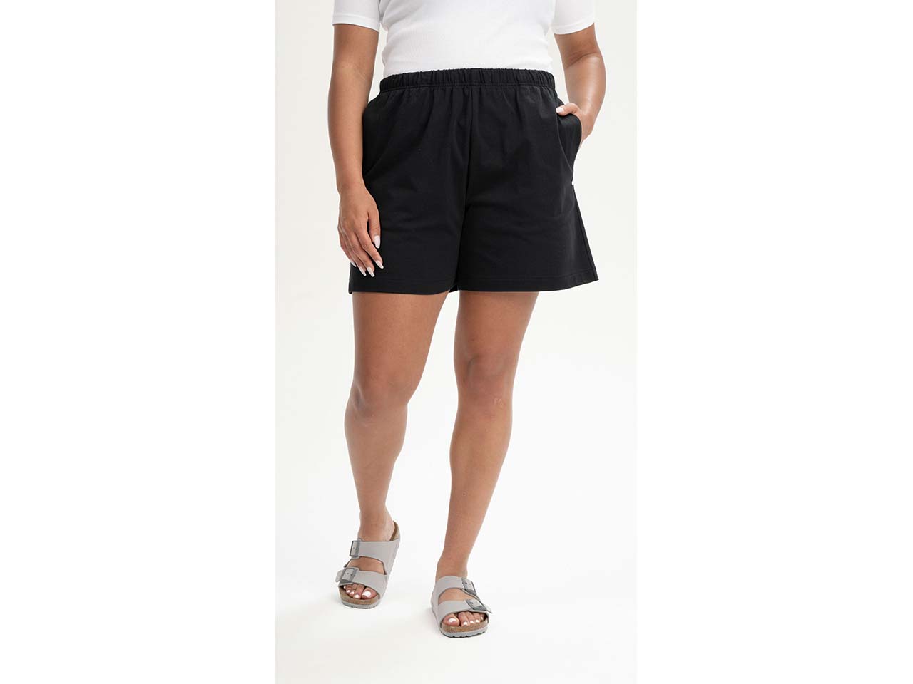 MELA Bio-Damen-Jersey-Short "JIVIKA" mit Seitentaschen, schwarz, Gr. M