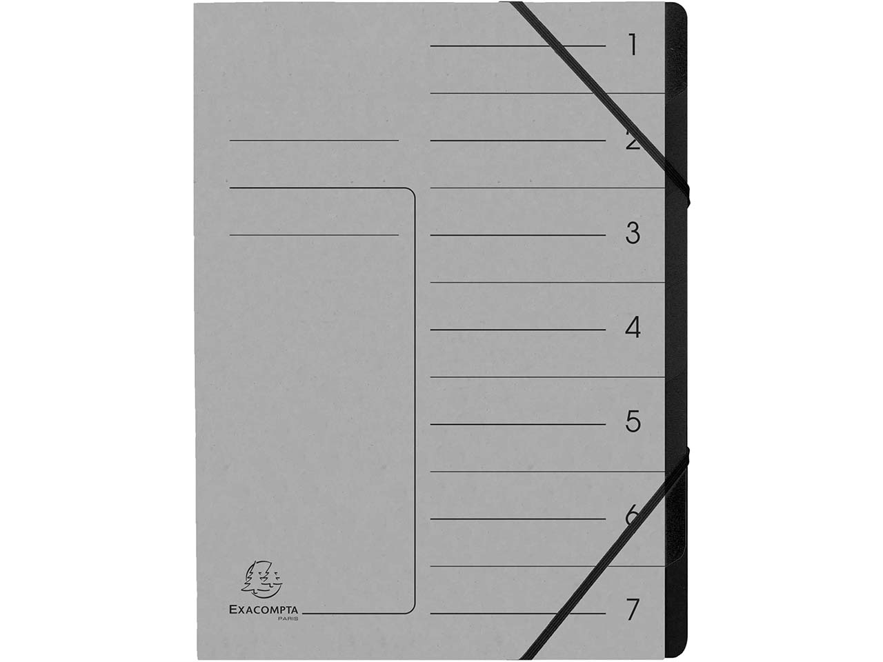 10 Exacompta Ordnungsmappen aus Colorspan, 355 g/m², DIN A4, Gummizug, 7 Fächer, grau