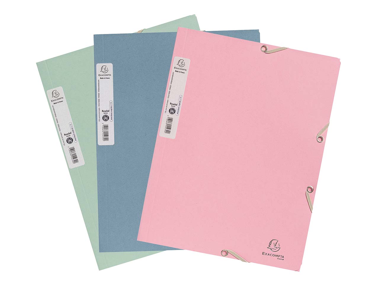 36 Exacompta Sammelmappen "Autentik", 400 g/m², DIN A4, Gummizug, 3 Klappen, sortiert