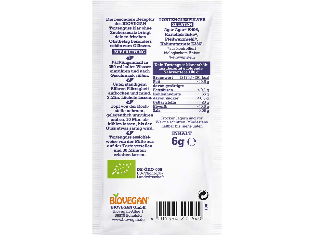BIOVEGAN Bio-Tortenguss, klar, ungezuckert, 2 x 6 g