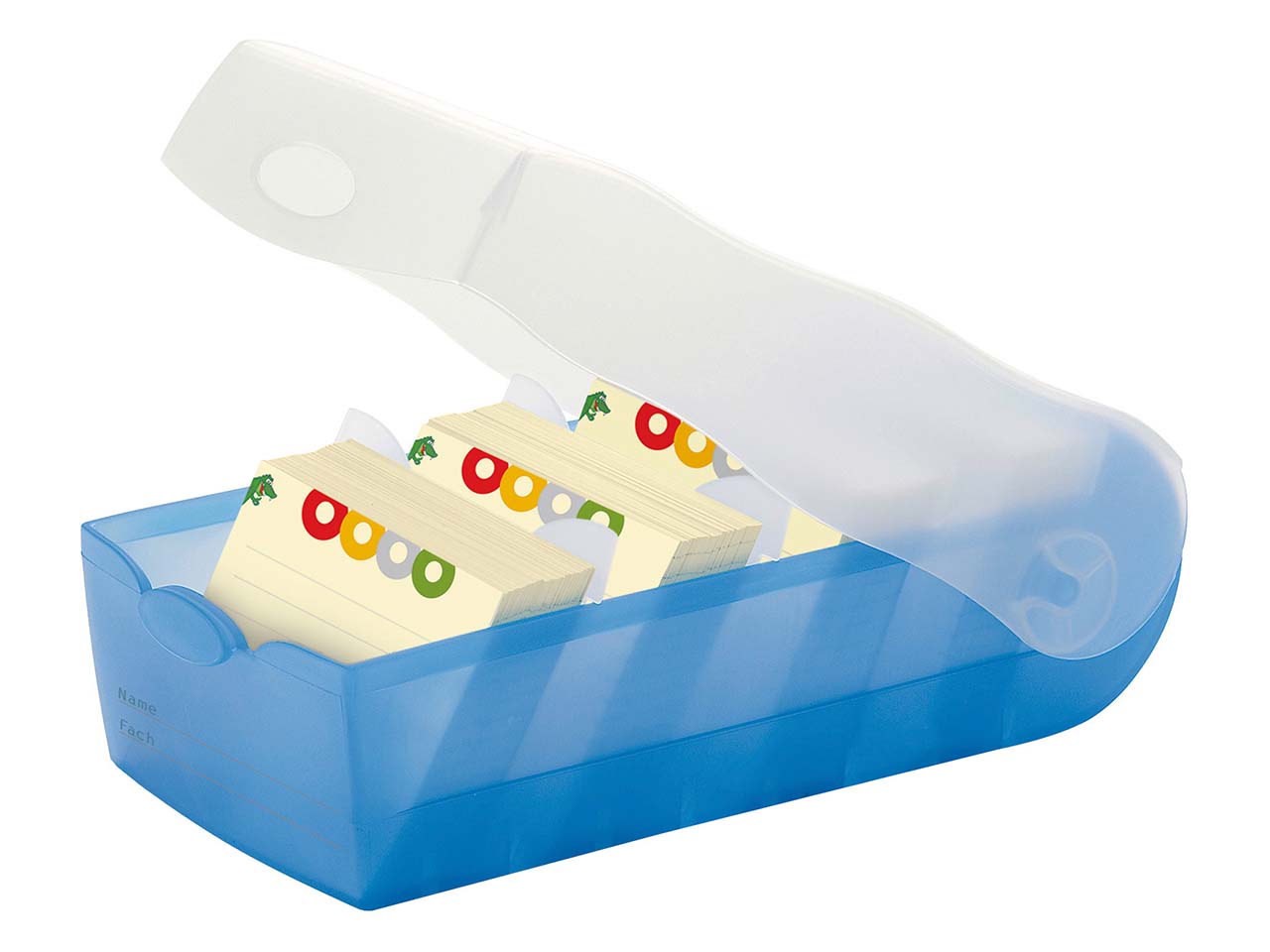HAN Karteibox "CROCO" DIN A8 quer, mit 100 Karten, transluzent-blau