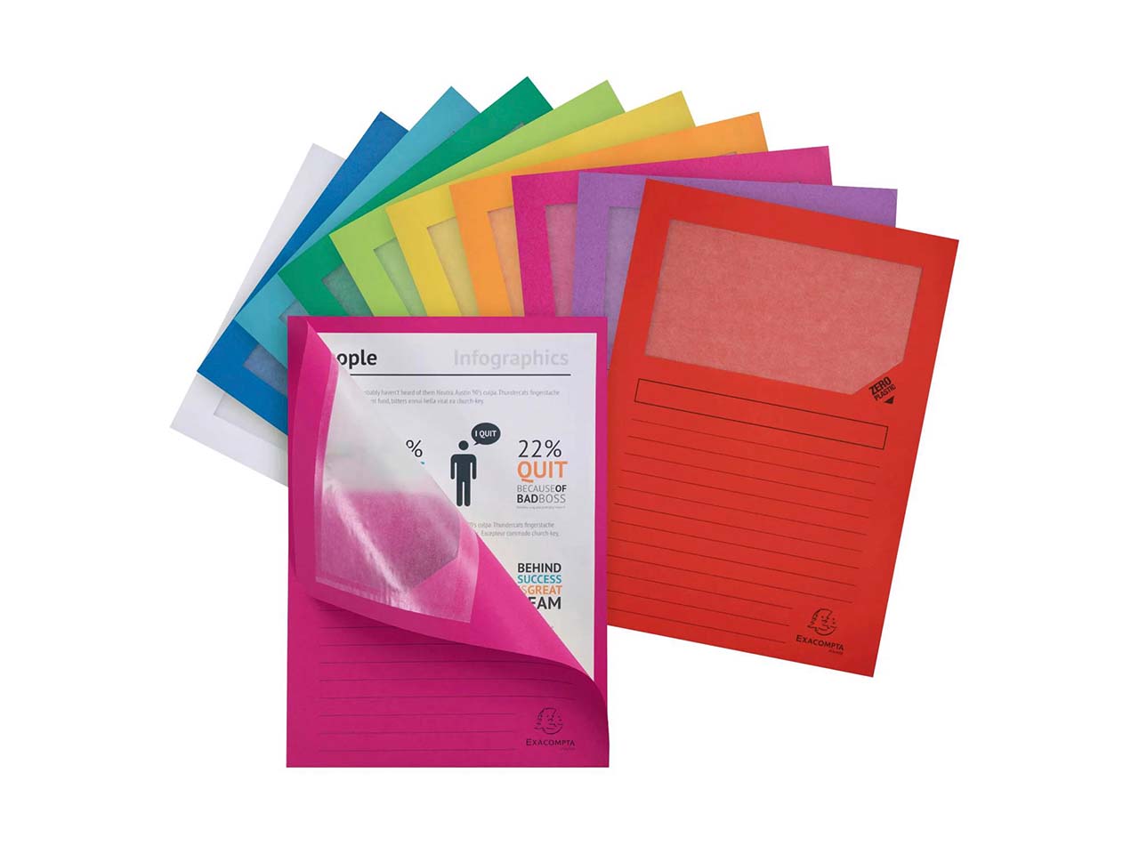 10 Exacompta Fenstermappen "Forever", 130 g/m², DIN A4, sortiert