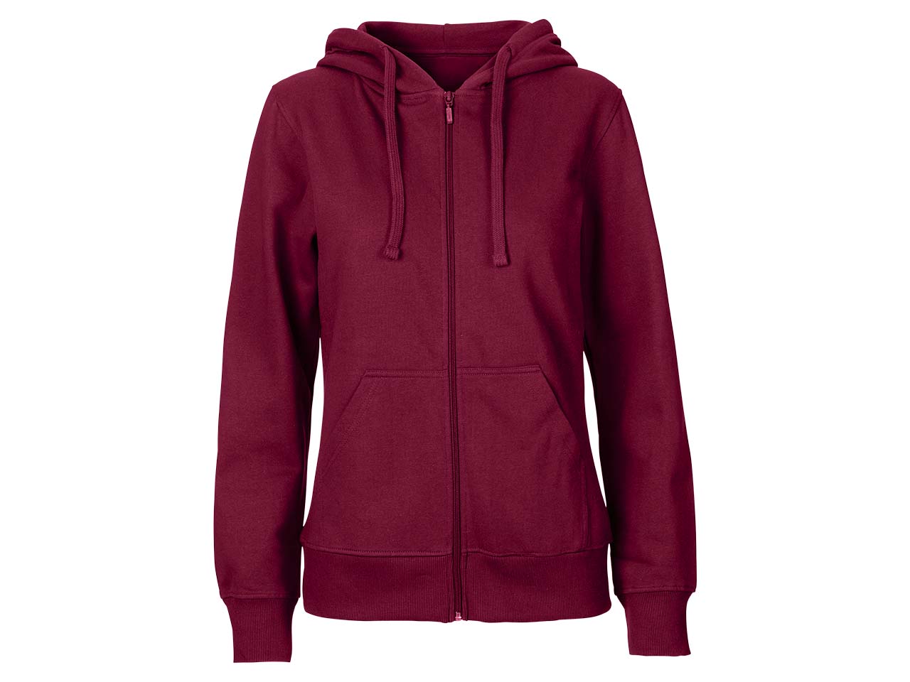 Neutral Bio-Damen-Sweatjacke mit Kapuze bordeaux, Gr. XS