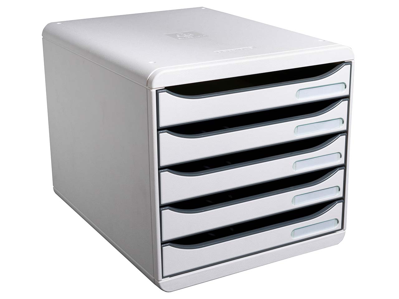 Exacompta Schubladenbox Big Box Plus "Office", DIN A4+, 5 Schubladen offen, lichtgrau