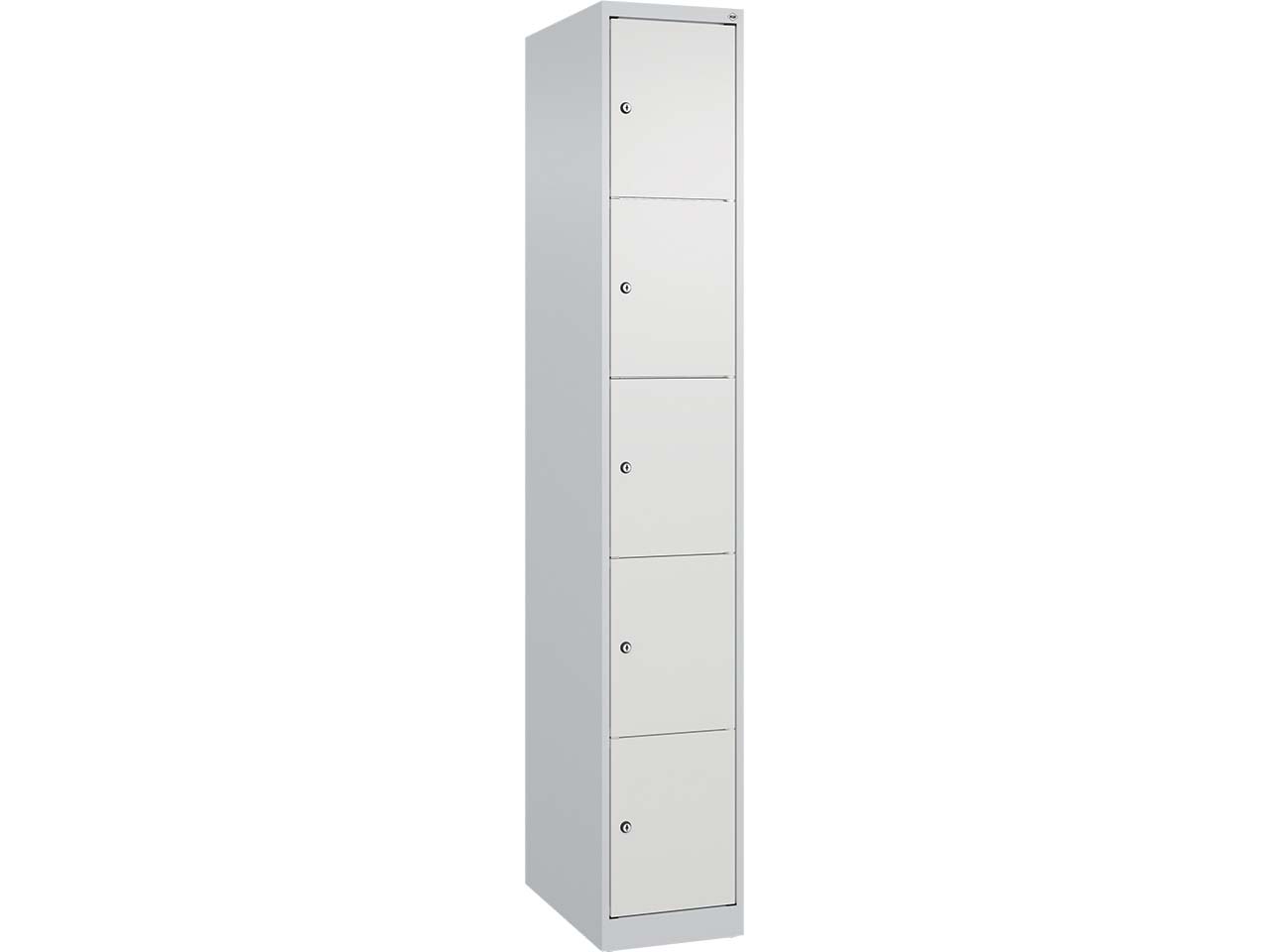 C+P Schließfachschrank Classic PLUS, 5 Fächer, 1850x300x500mm, Lichtgrau/Verkehrsweiß
