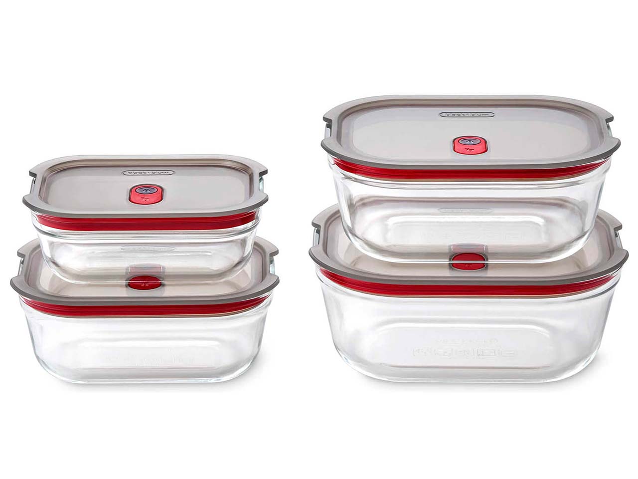 black+blum Frischhaltebox "Food Box" Glas, rechteckig, 4 Stk. 380+600+900+1200 ml