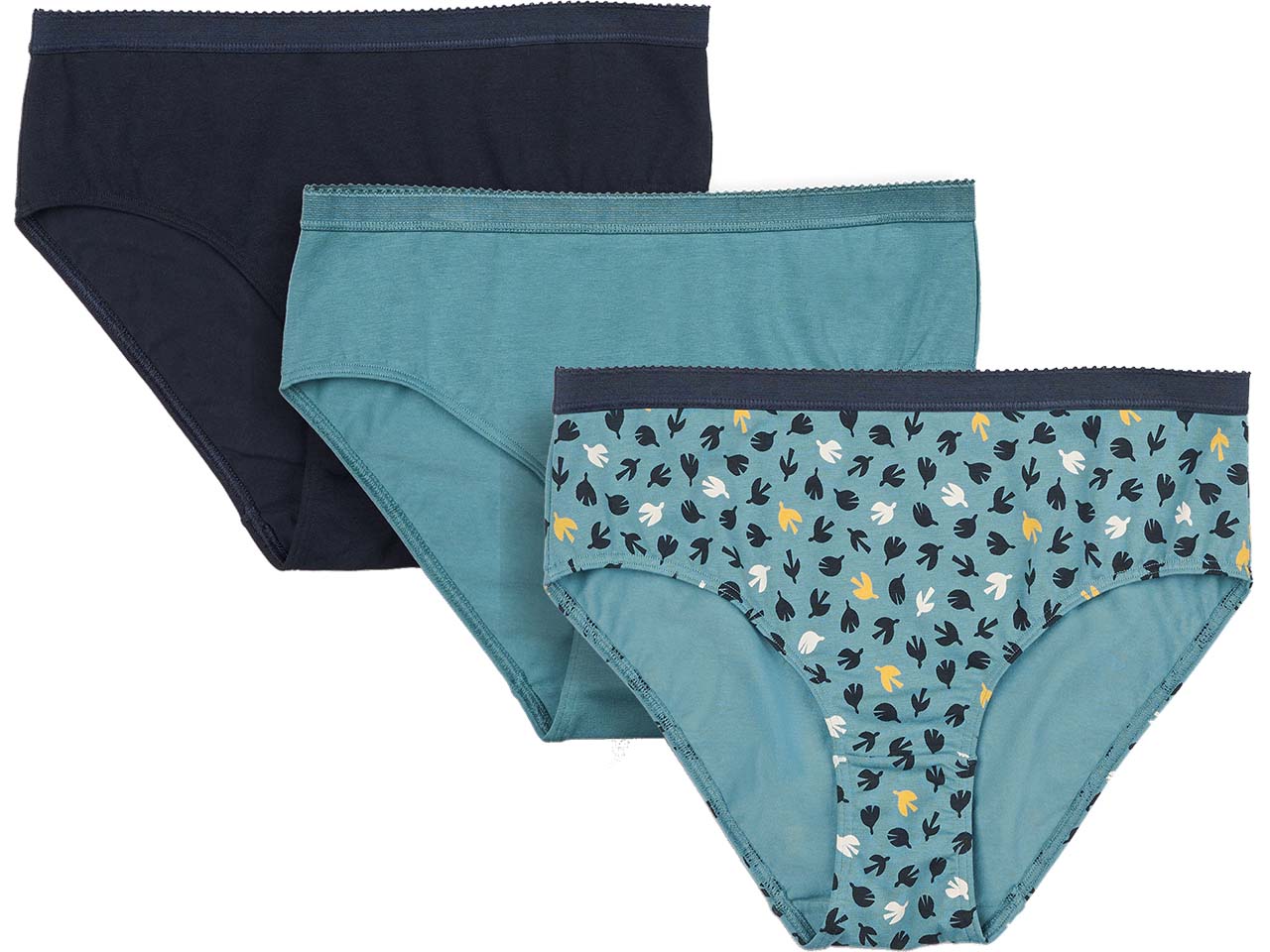 Living Crafts 3er-Pack Bio-Damen-Slips 'POLLY' mit elastischem Bund, birds print, Gr. L