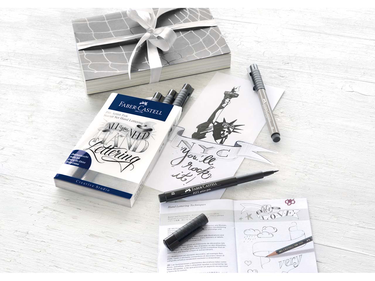 Faber-Castell Tuschestift "Grautöne" Pitt Artist Pen, Lettering-Set, 8 Stk.