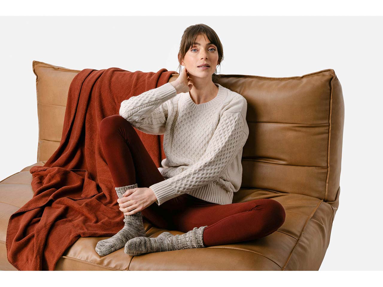Living Crafts Bio-Damen-Leggings 'ANNEDORE' ohne Seitennähte, maroon, Gr. M
