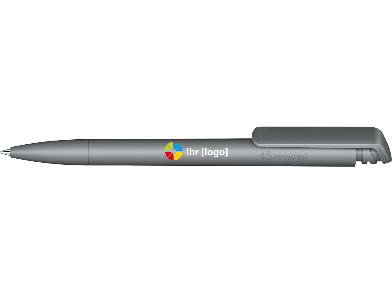 Senator Kugelschreiber "Trento Matt Recycled" inkl. 4-farbigem Aufdruck, cool grey