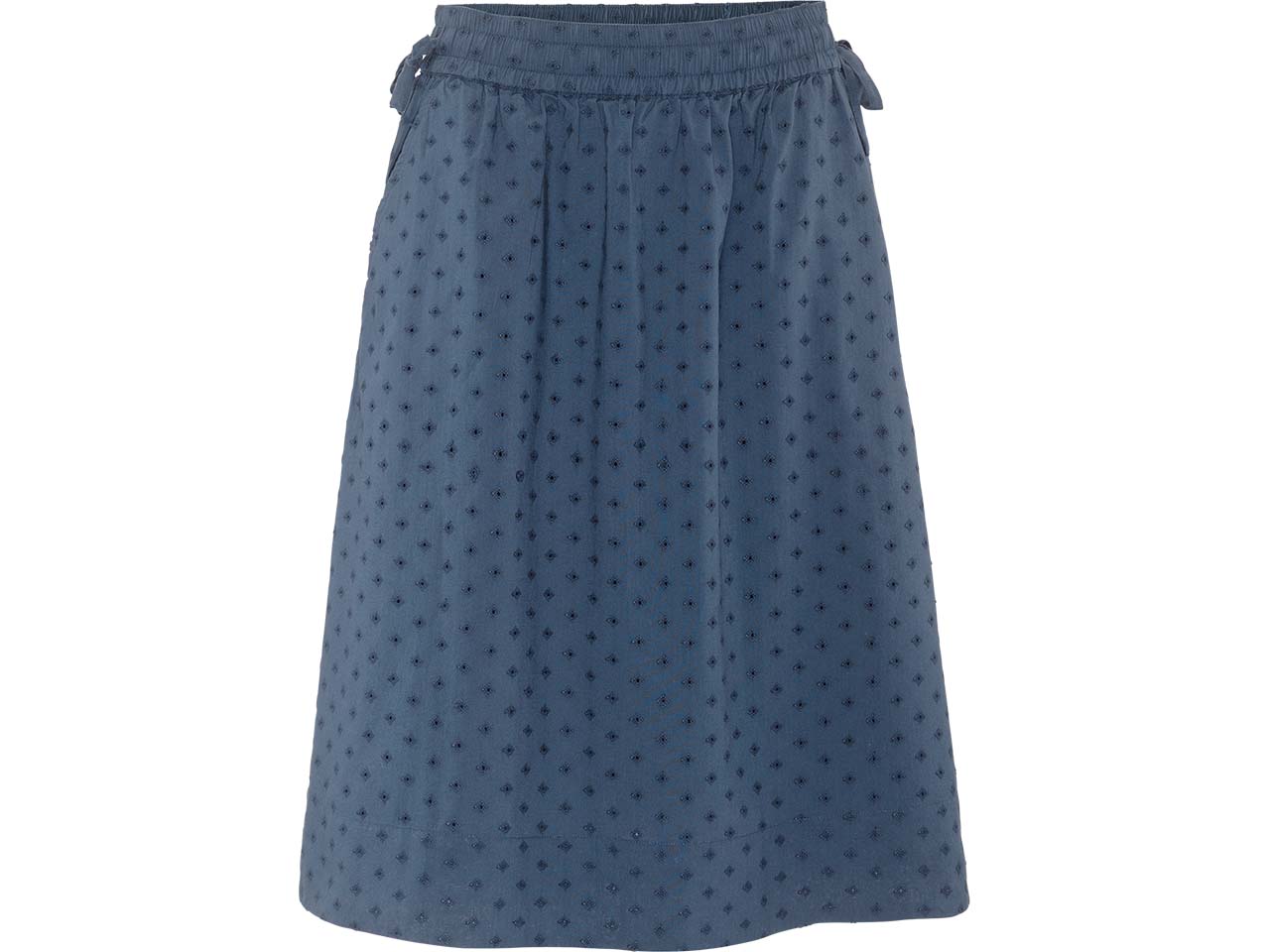 Living Crafts Bio-Damen-Midi-Rock "ANDALA" mit besticktem Batist, indigo blue, Gr. 40